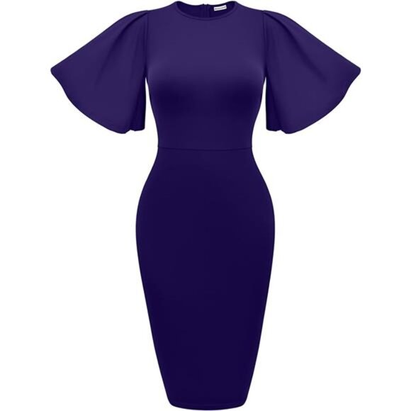 Dresses & Skirts - Women's Basic Bodycon Ruffle Flared Dress Purple